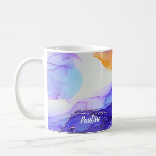 Mug Belle Purple Orange Nom Personnalisé (Gauche)