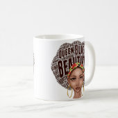 Mug Belle Reine noire forte Afrocentrique (Devant droit)