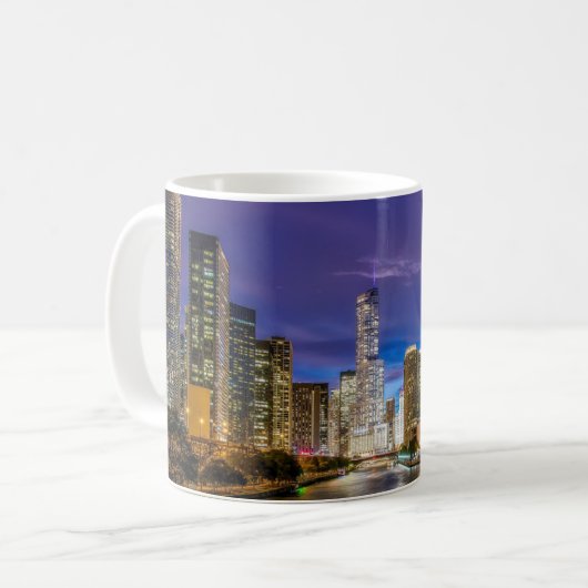 Mug Belle rivière Chicago à Sunset, Illinois (Devant gauche)