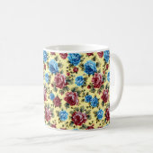 Mug Belle Romantique Printemps Rouge Bleu Fleurs Fille (Devant droit)