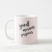 Mug Belle rose rayée bon matin (Gauche)