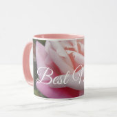 Mug Belle rose rose rose Meilleure fleur maman design (Devant gauche)
