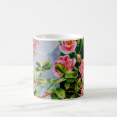 Mug Belle rose rose rouge roses blanc aquarelle floral (Centre)