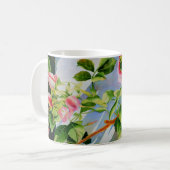 Mug Belle rose rose rouge roses blanc aquarelle floral (Devant gauche)