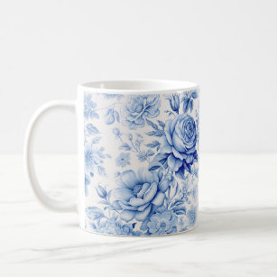 Mug Belle Roses et Fleurs sauvages Bleus & Blancs