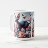 Mug Belle Sphynx Chat & Fleurs (Devant gauche)