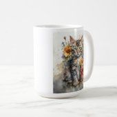 Mug Belle Tabby Gris Fleurs de Chat (Devant droit)