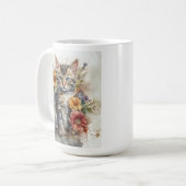 Mug Belle Tabby Gris Fleurs de Chat (Devant gauche)