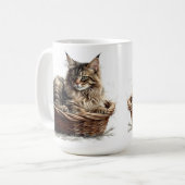MUG BELLE TABLE BROWN MAINE COON CAT EN PANIER (Devant gauche)
