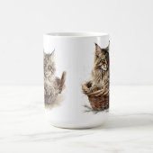 MUG BELLE TABLE BROWN MAINE COON CAT EN PANIER (Centre)
