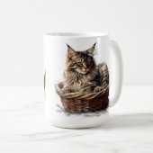 MUG BELLE TABLE BROWN MAINE COON CAT EN PANIER (Devant droit)