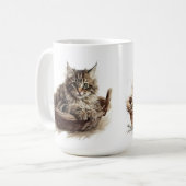 MUG BELLE TABLE BROWN MAINE COON CAT EN PANIER (Devant gauche)