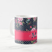 Mug Belle tendance girly vintage monogramme floral (Devant gauche)