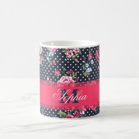 Mug Belle tendance girly vintage monogramme floral (Centre)