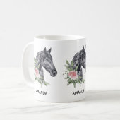 Mug Belle tête de cheval noir Portrait d'aquarelle (Devant gauche)