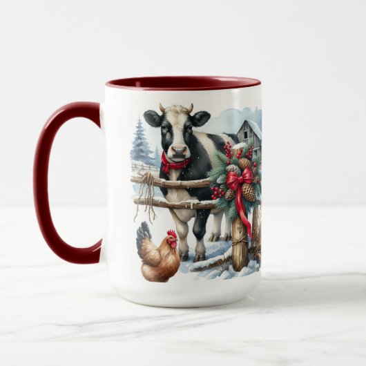 Mug Belle vache de vacances avec Cardinal Personnalisé (Gauche)