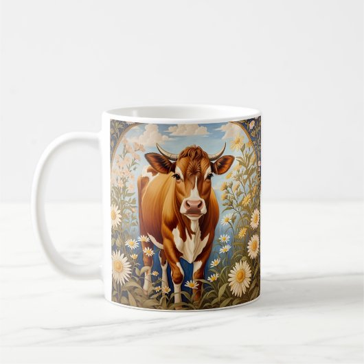 Mug Belle vache Jersey dans le champ de marguerite Vin (Gauche)
