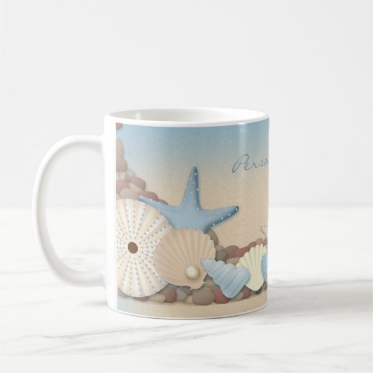 Mug Belles coquilles tropicales de plage de thème (Gauche)