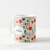 Mug Belles Couleurs Printanières Écriture Fleurs Sauva (Devant gauche)