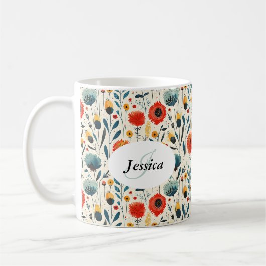 Mug Belles Couleurs Printanières Écriture Fleurs Sauva (Gauche)