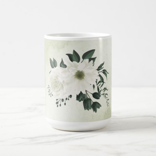 Mug Belles fleurs blanches feuilles vertes (Centre)