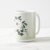Mug Belles fleurs blanches feuilles vertes (Devant droit)