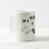 Mug Belles fleurs blanches feuilles vertes (Devant gauche)