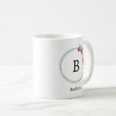 Mug Belles Fleurs de Monogramme de Printemps Romantiqu (Devant droit)