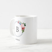 Mug Belles Fleurs de Monogramme de Printemps Romantiqu (Devant gauche)