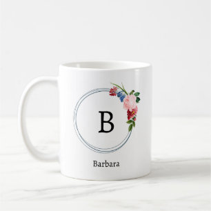 Mug Belles Fleurs de Monogramme de Printemps Romantiqu