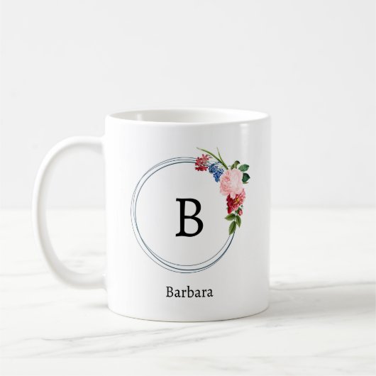 Mug Belles Fleurs de Monogramme de Printemps Romantiqu (Gauche)