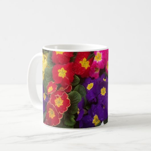 Mug Belles fleurs de Polyanthus brillantes (Devant gauche)