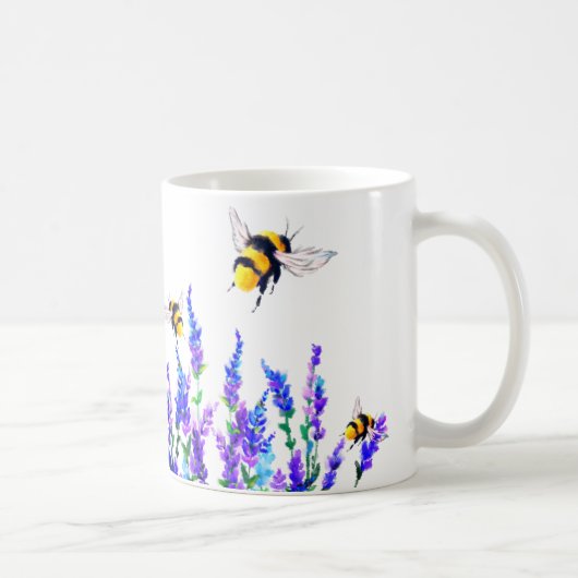 Mug Belles fleurs de printemps et les abeilles volent  (Droite)