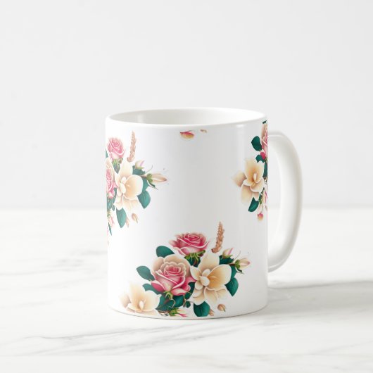 Mug Belles fleurs design art pour les tasses, verre, (Devant droit)