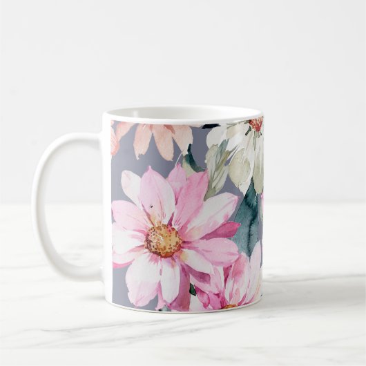 Mug Belles fleurs et feuille peint art, fleur, abs (Gauche)