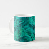 Mug Belles fleurs turquoises roses turquoises (Devant gauche)