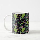 Mug Belles fleurs vertes, vignes et oiseaux roses (Gauche)