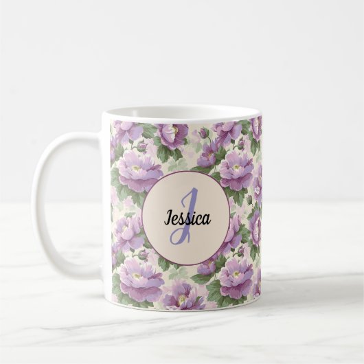 Mug Belles fleurs violettes romantiques de printemps (Gauche)