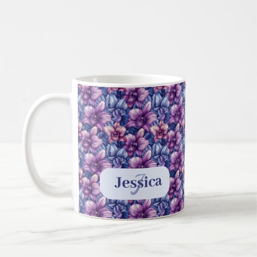 Mug Belles fleurs violettes romantiques de printemps (Gauche)