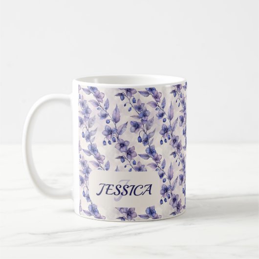 Mug Belles fleurs violettes romantiques de printemps (Gauche)