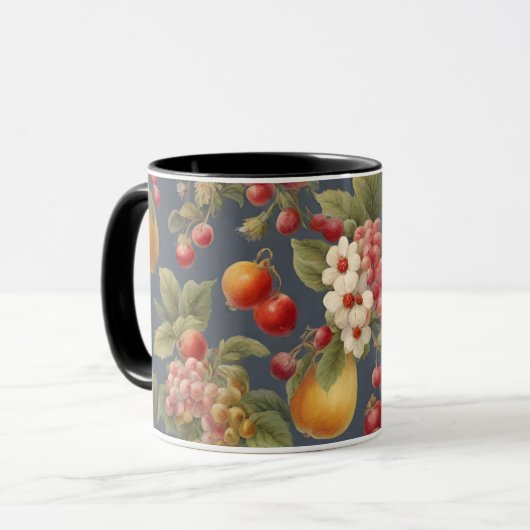 Mug Belles Fruits et Fleurs. Style français (Devant gauche)