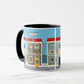 Mug Belles maisons portugaises avec tuiles ou azulejos (Devant gauche)
