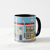 Mug Belles maisons portugaises avec tuiles ou azulejos (Devant droit)