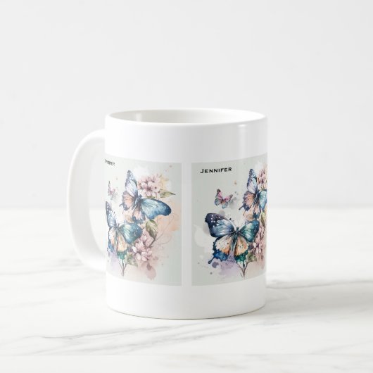 Mug Belles papillons et fleurs (Devant gauche)