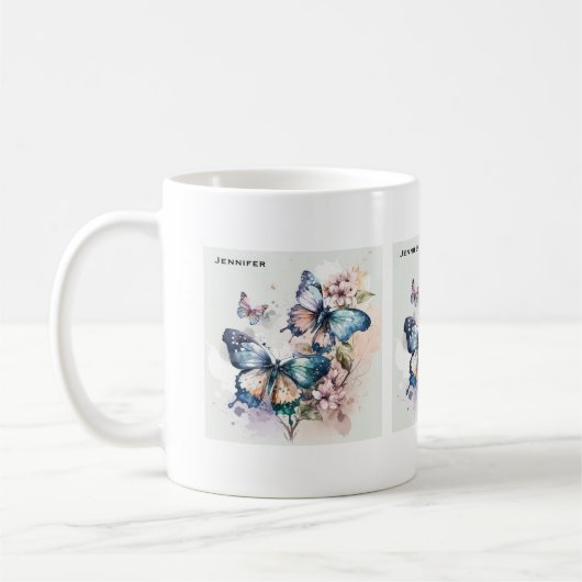 Mug Belles papillons et fleurs (Gauche)