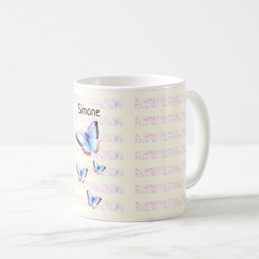 Mug Belles papillons sur Bokeh avec nom (Devant droit)