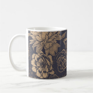 Mug Belles pivoines de fleurs, roses et papillons.