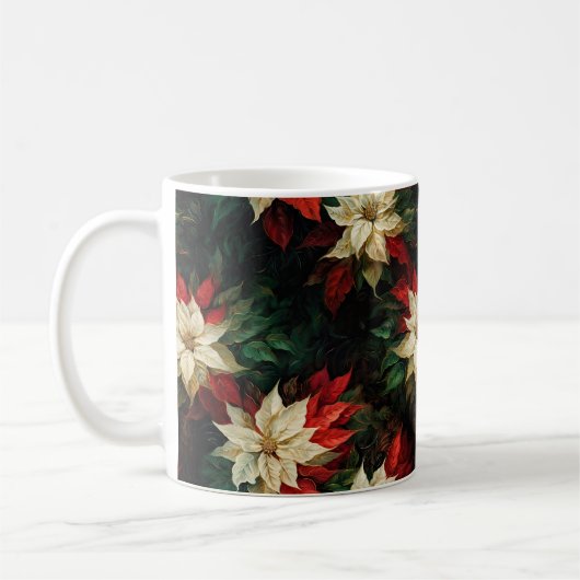 Mug Belles Poinsettias rouges et blanches (Gauche)