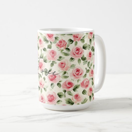 Mug Belles Roses Fleurs Roses (Devant droit)