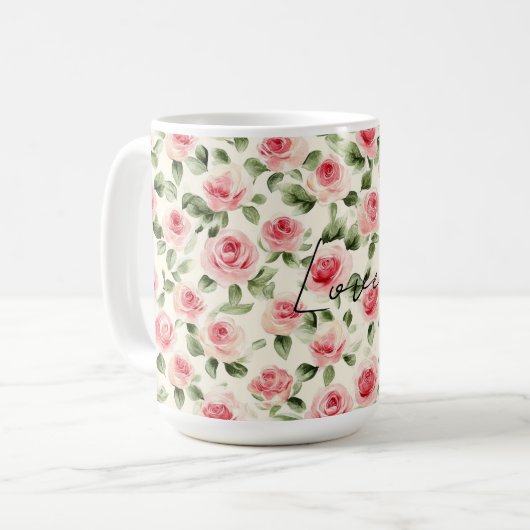 Mug Belles Roses Fleurs Roses (Devant gauche)
